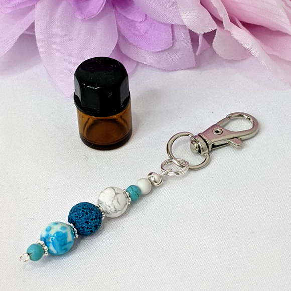 Hand Crafted Accessories - Hand Crafted Lava Rock Diffuser Keychain Made to Order Essential Oil Bag Charm
